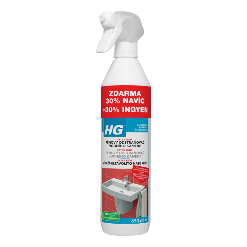 HG Pěnový čistič vodního kamene 3x silnější 500 ml 30% navíc