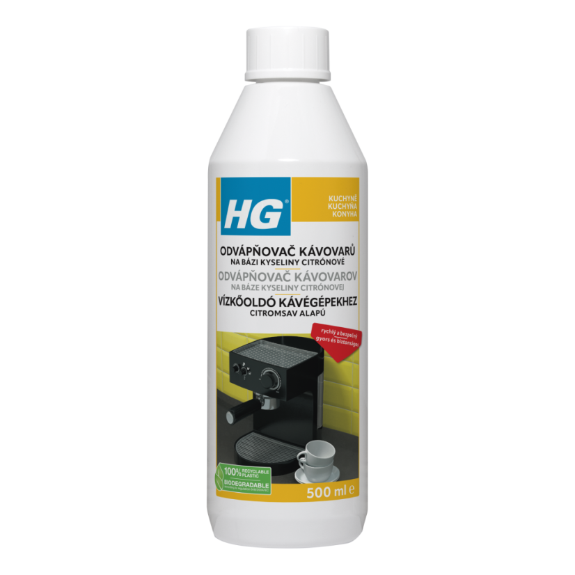 HG odvápňovač kávovarů na bázi kyseliny citronové 500 ml HG odvápňovač kávovarů na bázi kyseliny citronové 500 ml