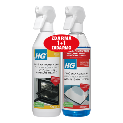 HG Čistič na trouby a grily 500 ml + HG čistič skla a zrcadel 500 ml