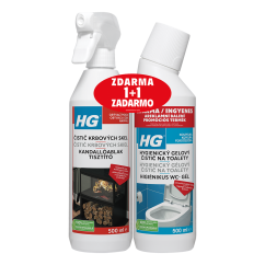 HG Čistič skleněných dvířek krbů a kamen 500 ml + HG Hygienický gel na toalety 500 ml