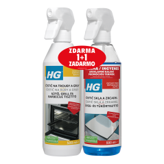 HG Čistič na trouby a grily 500 ml + HG čistič skla a zrcadel 500 ml